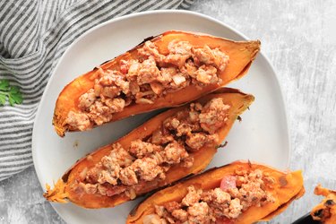 Add turkey to sweet potatoes