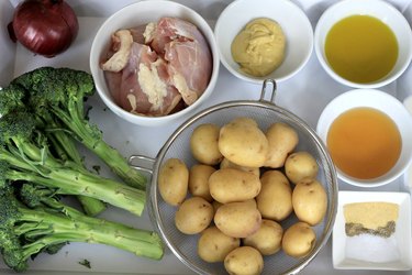 ingredients for honey mustard sheet pan chicken