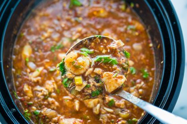 Slow cooker seafood cioppino.