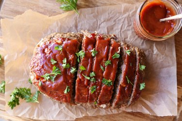 Meatloaf with sauce on top