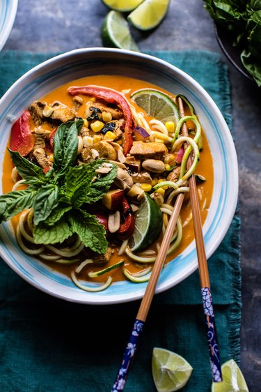 Chicken zucchini noodle bowl.