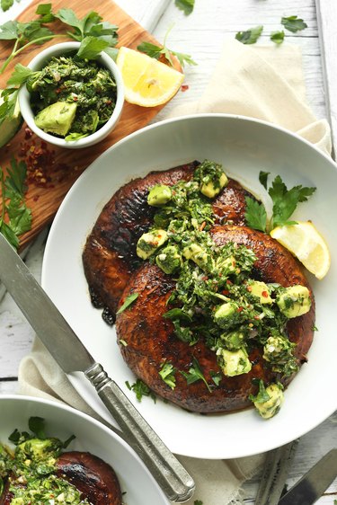 Marinated portobello mushroom steaks.