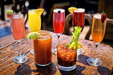 Assortment of Brunch Cocktails, Including Bloody Mary and Mimosas