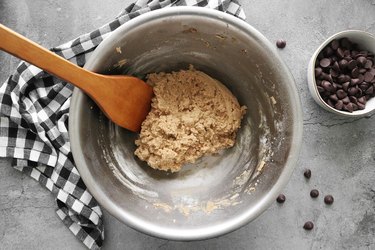 Mix cookie dough with spatula