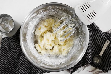 Beat butter and confectioner\'s sugar