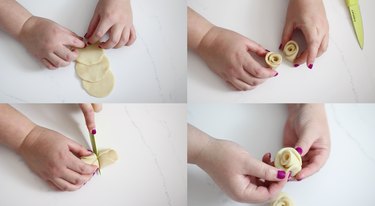 Creating a rose shape with dough