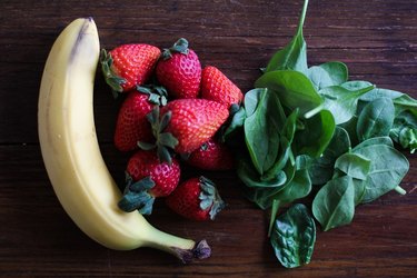 banana, strawberries, and spinach