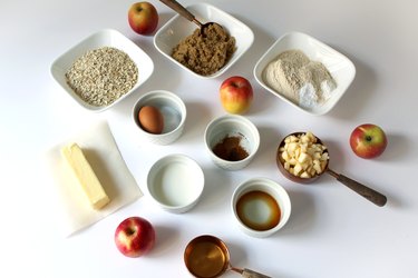 Supplies for spiced apple oatmeal cookies