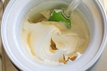 Finished vanilla ice cream in ice cream maker