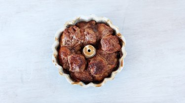 Baked monkey bread is golden brown.