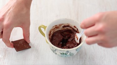 creating a well in the center of the cake batter