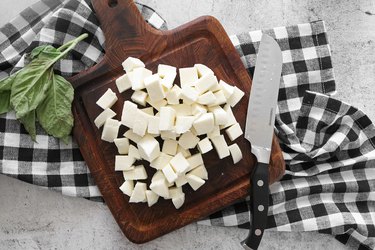 Cut mozzarella into cubes