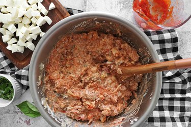 Mix cauliflower baked ziti ingredients