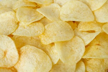 crispy potato chips snack texture background top view