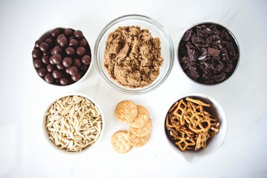 Ingredients measured in bowls.