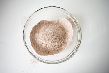 Dry ingredients in a glass bowl.