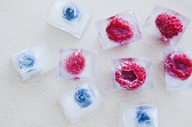 Close-Up Of Frozen Berries On Table