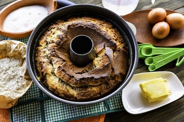 Artisanal home-baked cake with ingredients