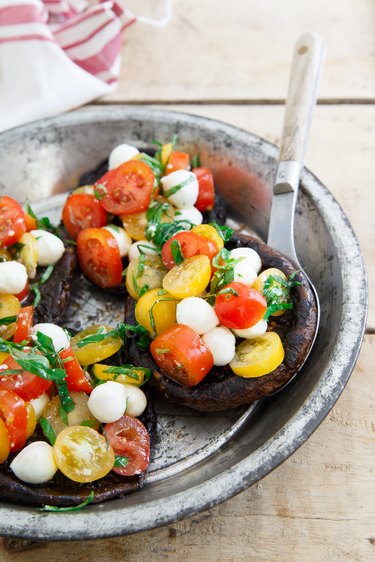 Caprese salad stuffed grilled portobello mushrooms