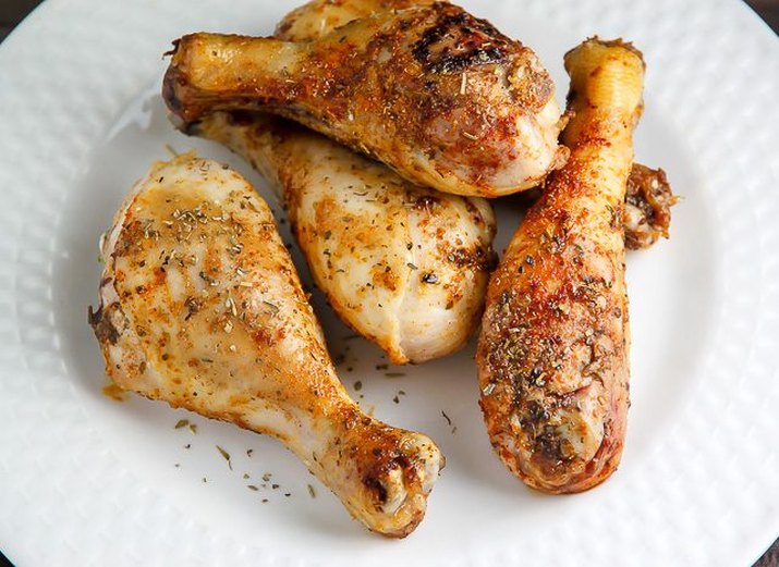 Chicken drumsticks baked golden-brown