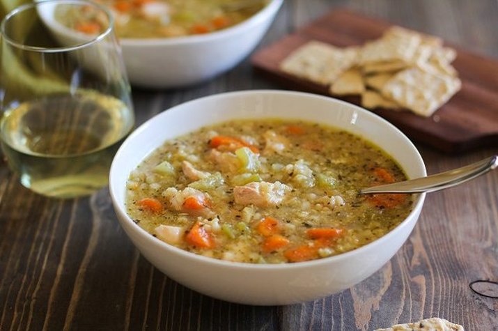 Slow cooker chicken rice soup.