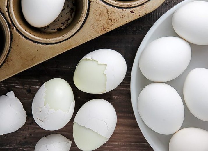 Eggs cooked in a muffin pan.