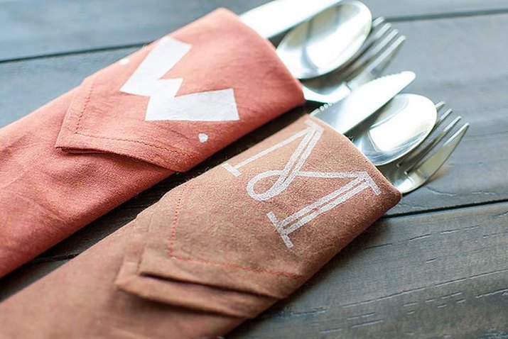 Get a high-end look for less by sewing and stamping your own monogrammed napkins.